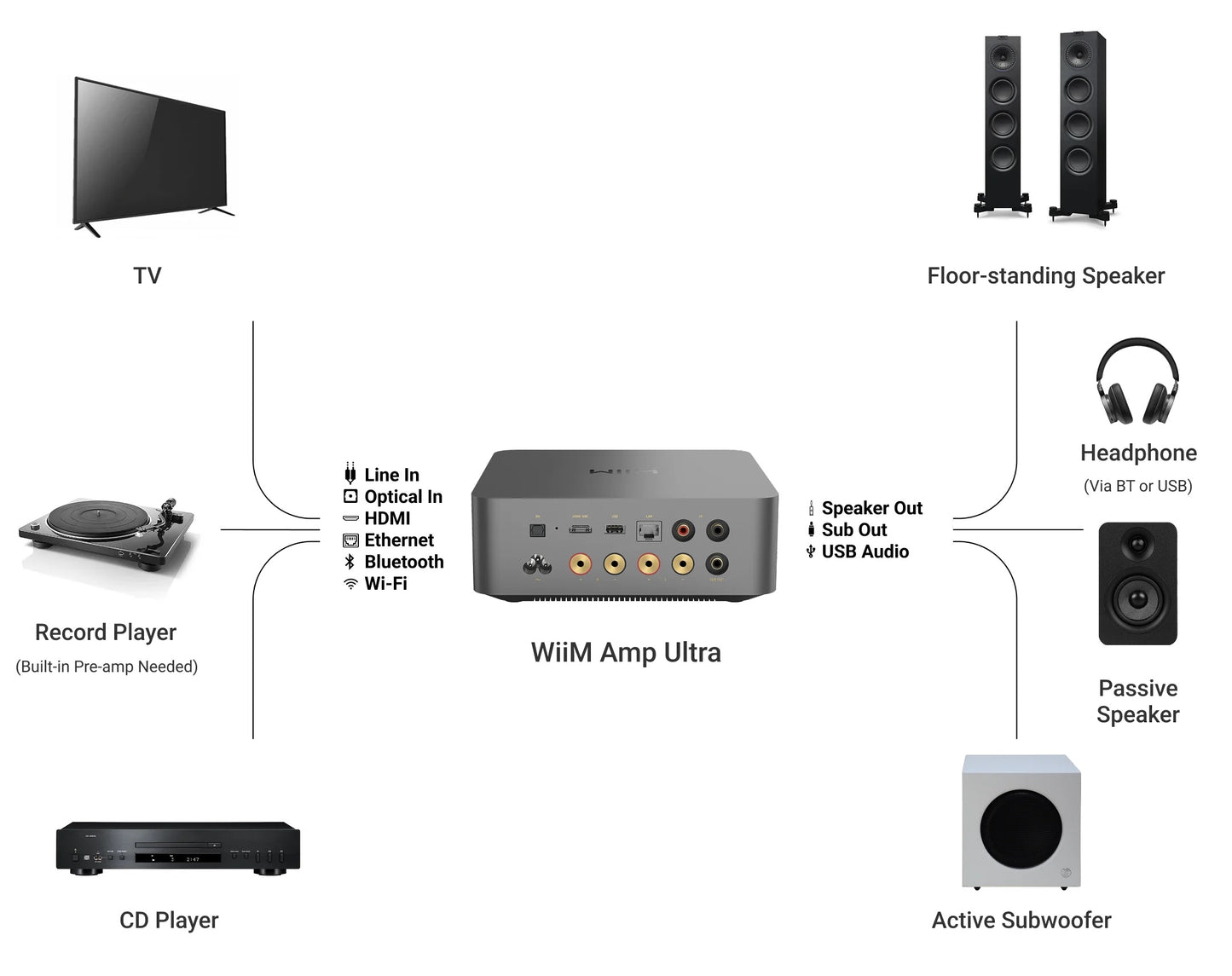 WiiM Amp Ultra Netzwerk Streamer & Vollverstärker & ROON Quobuz Tidal Spotify